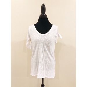 Anthropologie Left of Center White V-Neck Tie Tee